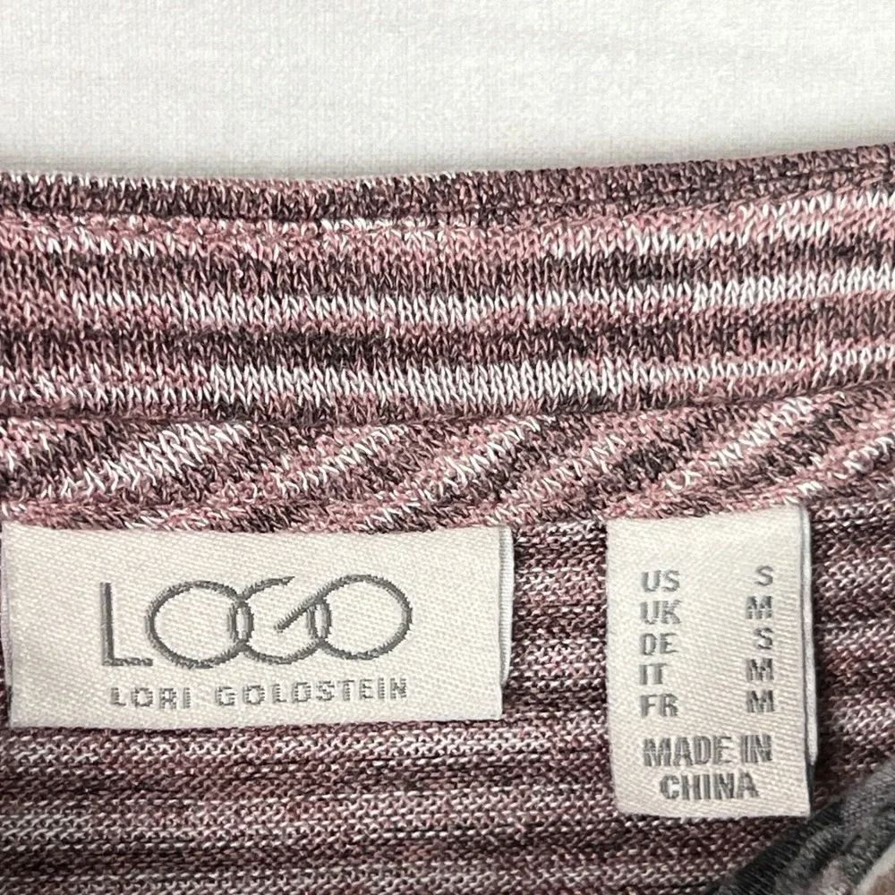 LOGO by Lori Goldstein Sweater Womens Small Pink Knit Shrug Tank Twinset V-Neck